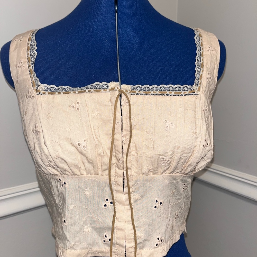 Forever 21 Cream Lace Detail Blouse